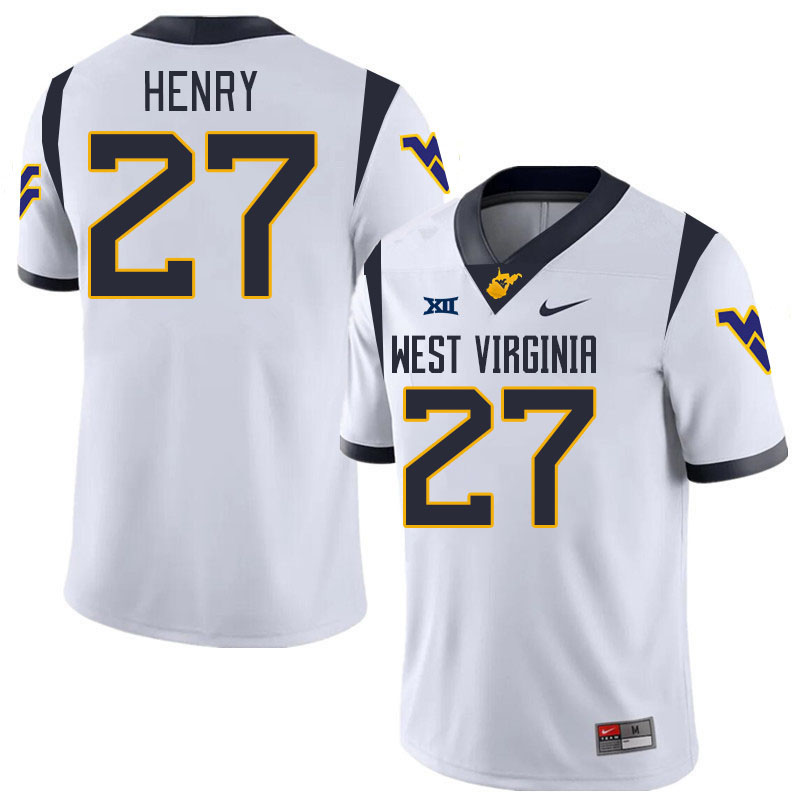 Men #27 Chris Henry West Virginia Mountaineers College 2024 New Uniforms Football Jerseys Stitched S